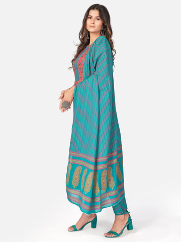 Elegant Cotton Printed Kurti Pant Dupatta Set