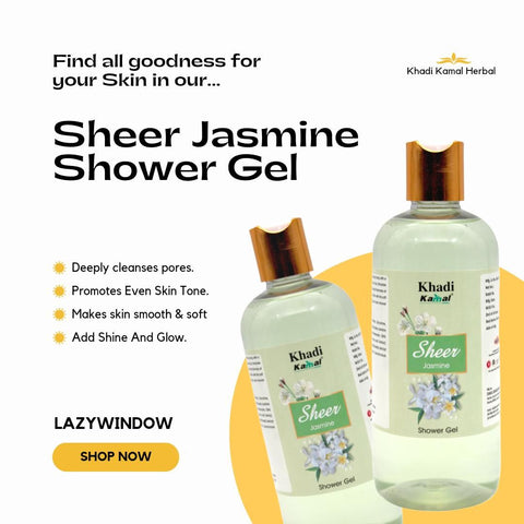 Khadi Kamal Herbal 100 Pure Natural & Organic Jasmine Body Shower Gel For Man And Women 300ml Pack of 5