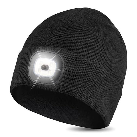 Unisex Hat Winter Warm Headlamp Cap with 3 Brightness Light