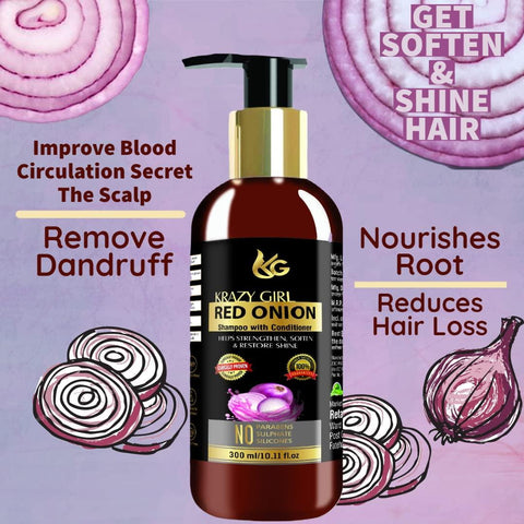 Krazy Girl Red Onion Shampoo for Hair Growth and Hair Fall Control