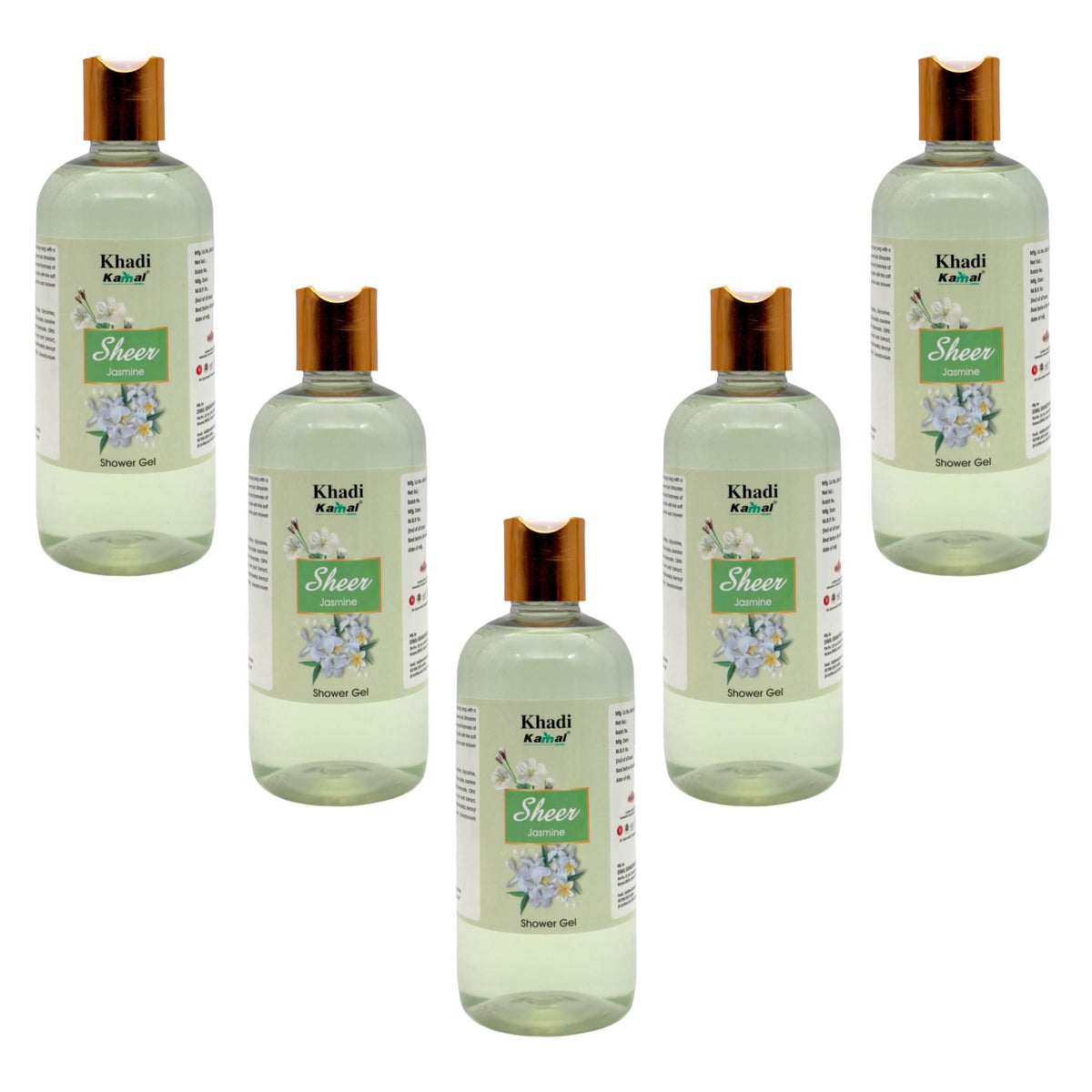 Khadi Kamal Herbal 100 Pure Natural & Organic Jasmine Body Shower Gel For Man And Women 300ml Pack of 5