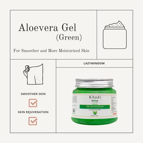 Khadi Kamal Herbal 100 Pure Natural & Organic Aloe vera Gel Green For Men And Women For Glowing Skin 200gm Pack of 5