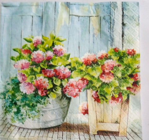 Decoupage Tissue - Blue Flower Basket -1 Pc