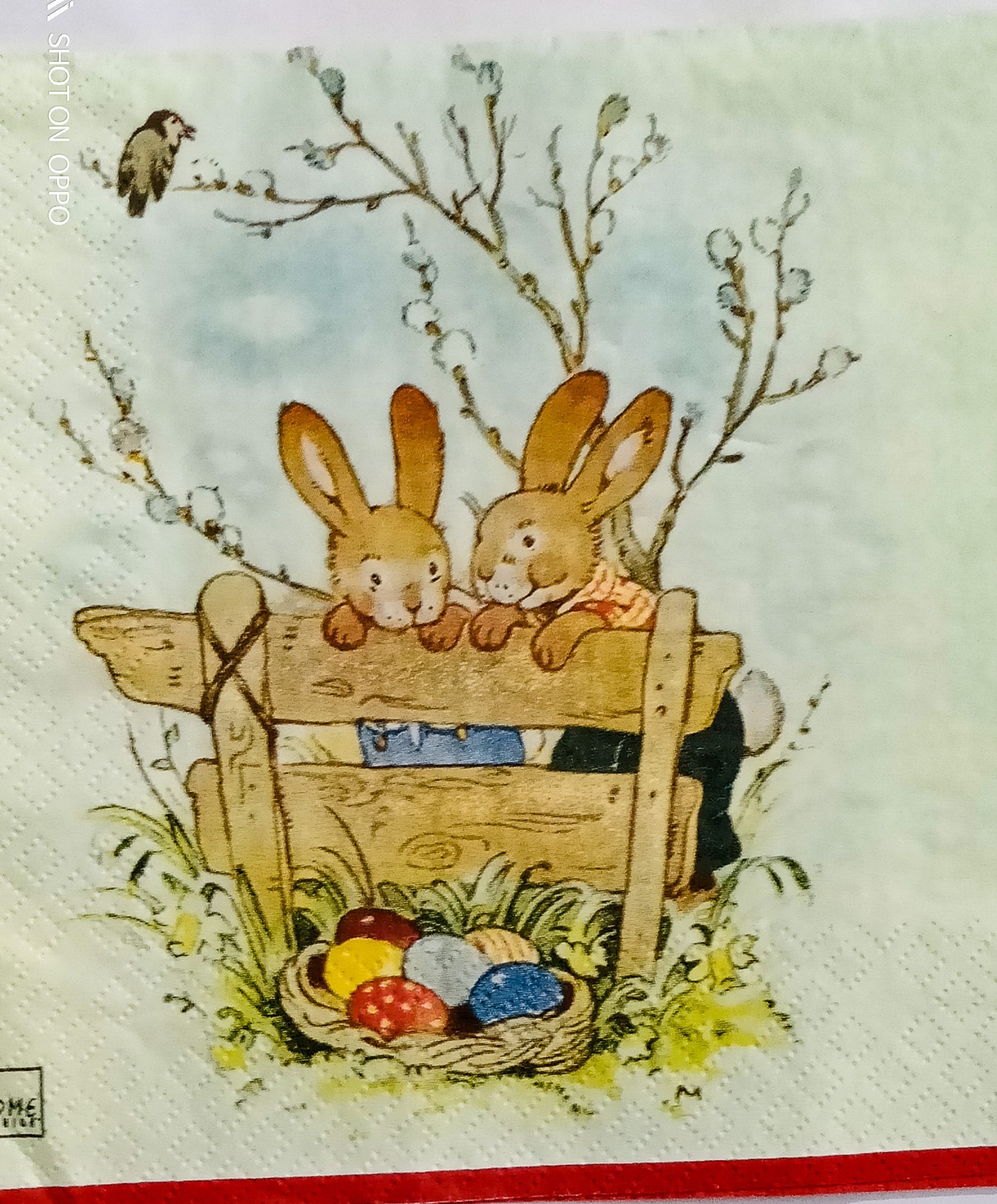 Decoupage Tissue/ Napkin with Rabbit Pair - 1 Pc.
