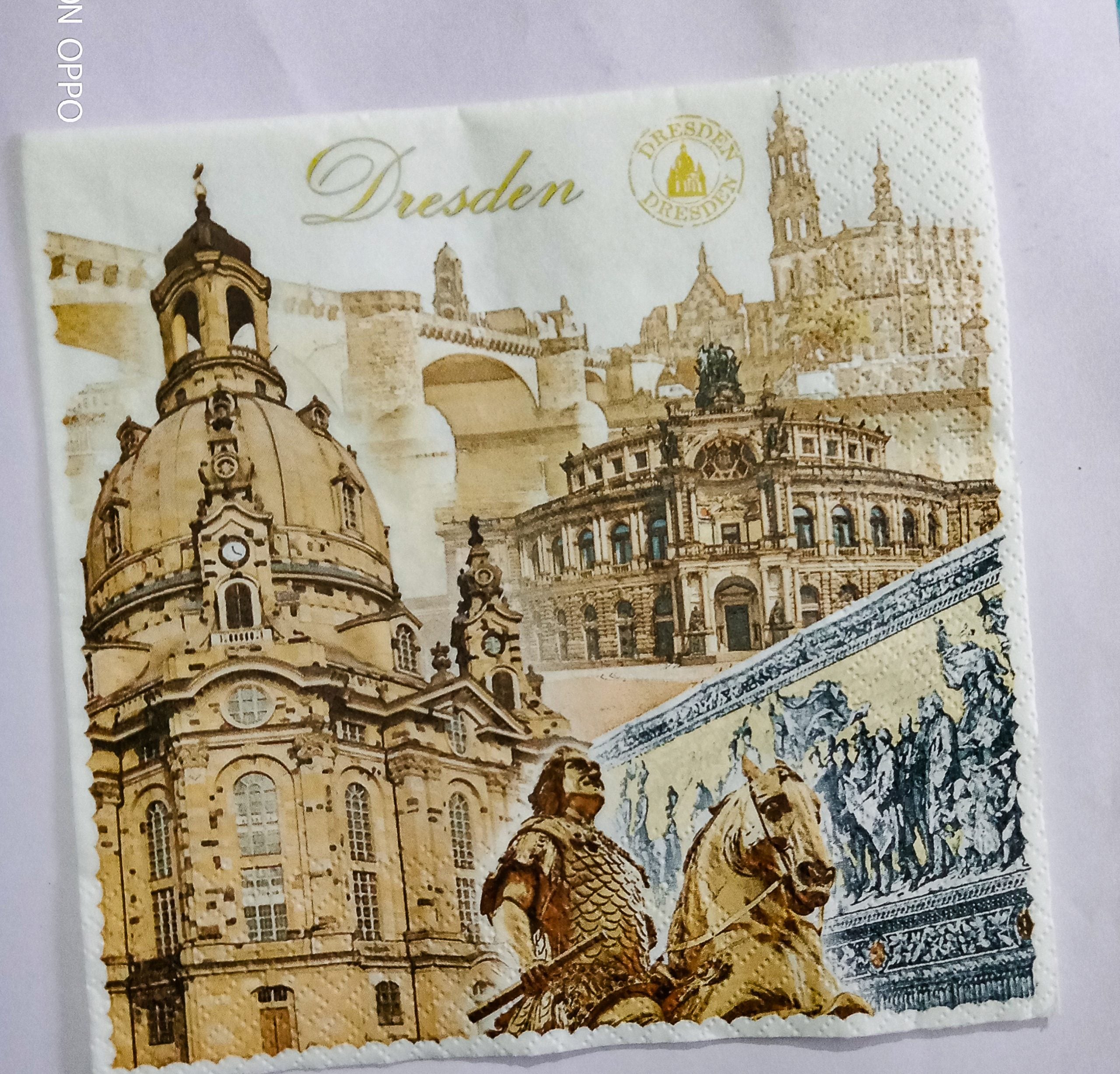 Decoupage Tissue with Old English Architecture.