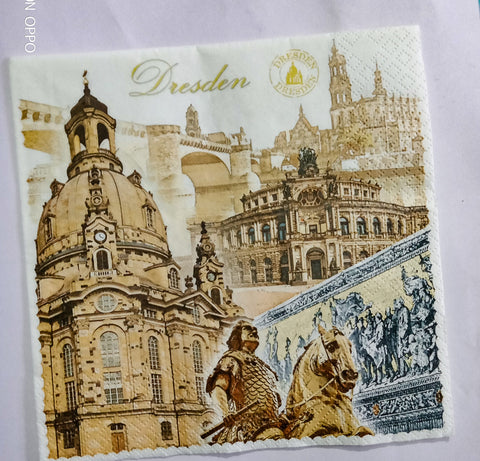 Decoupage Tissue with Old English Architecture.