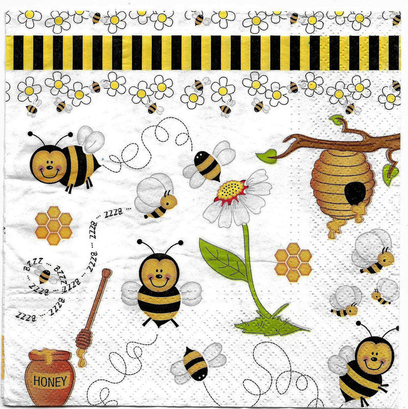 Decoupage-Tissue-Pretty-honeybees-with-honey-1-Pc