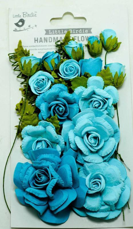 Handmade blue rose flower for craft -1 Pack