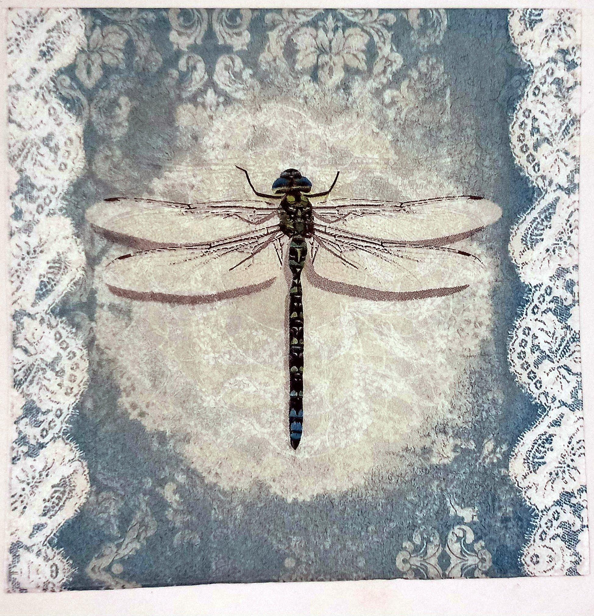 Decoupage Tissue/Napkin - Dragon Fly in green base- 1 Pc