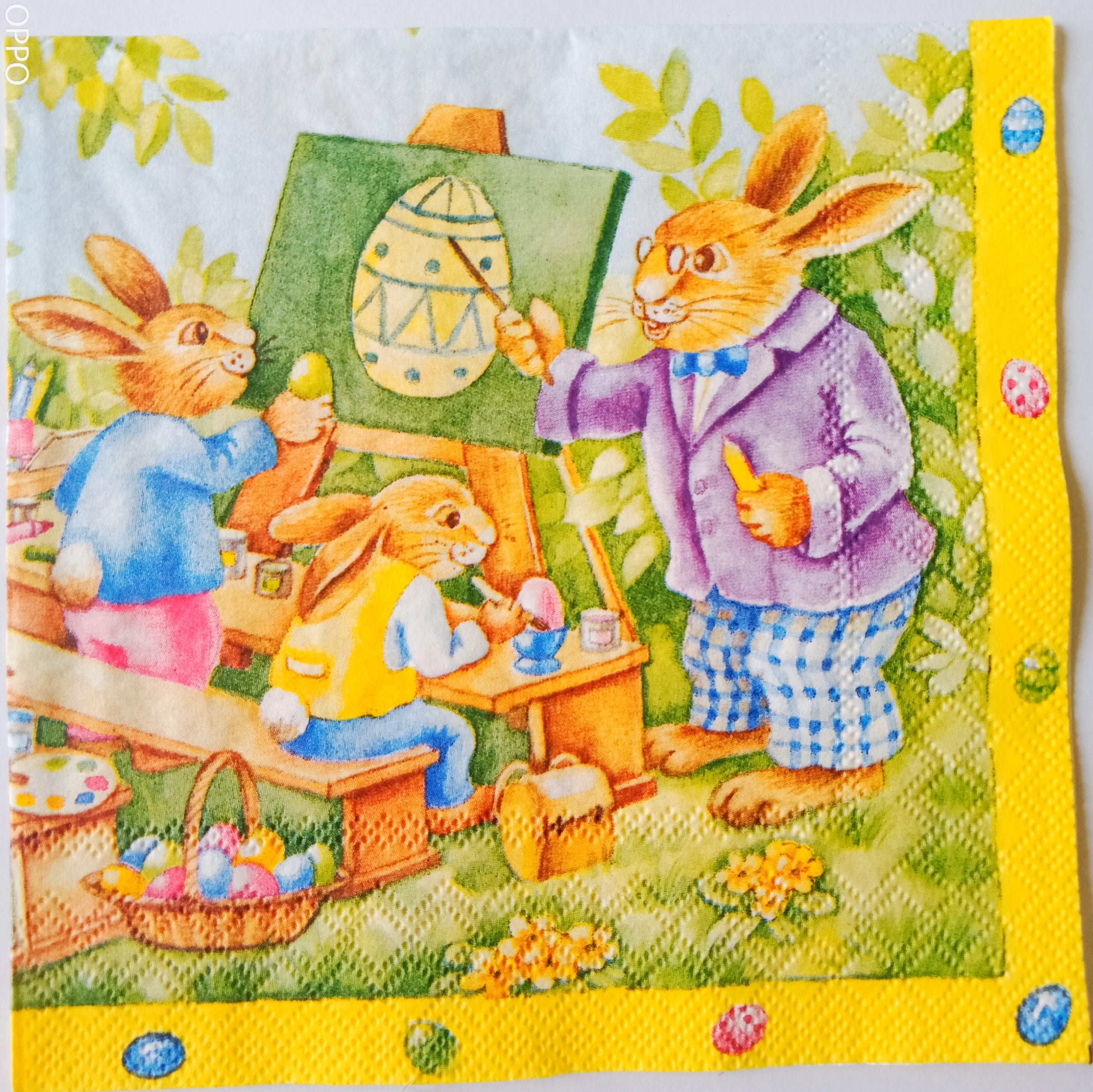 Decoupage Napkin - Teaching Time Bunny.