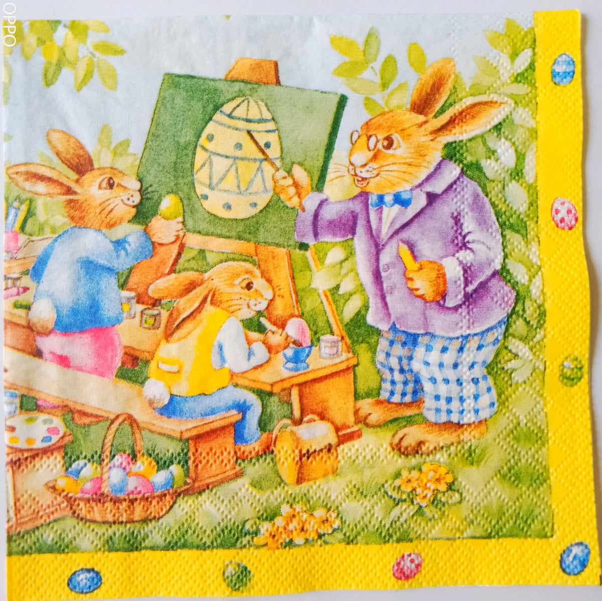 Decoupage Napkin - Teaching Time Bunny.