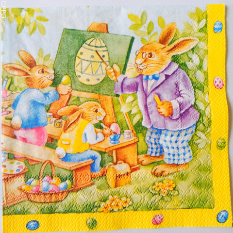 Decoupage Napkin - Teaching Time Bunny.