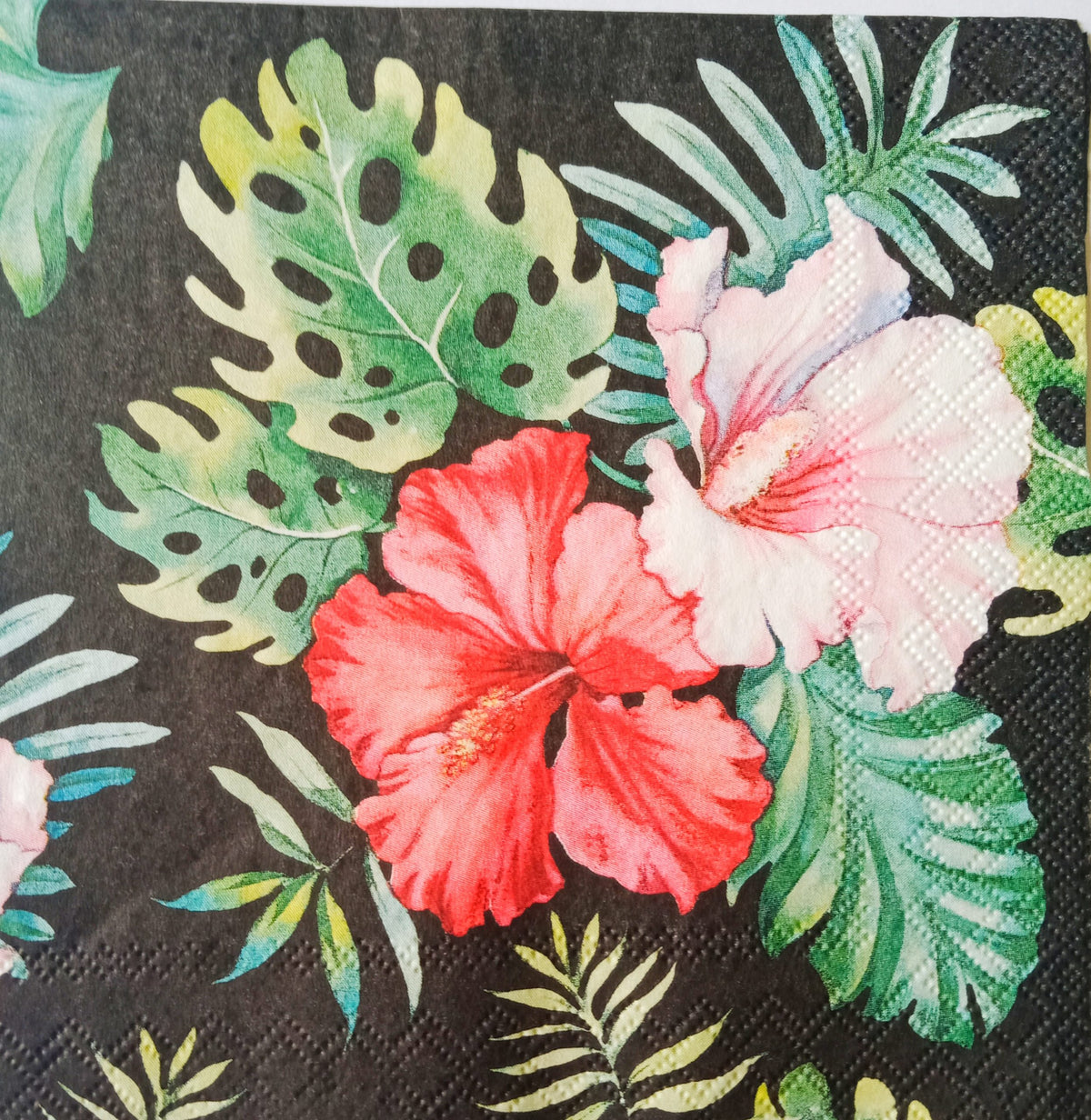 Decoupage Napkin/Tissue - Hibiscus Flower with black base - 1 Pc.