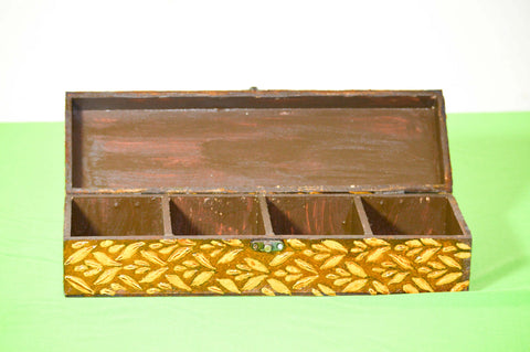 Utility  watchbox Box with Coffee Art 4 sections.