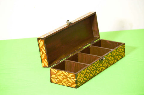 Utility  watchbox Box with Coffee Art 4 sections.