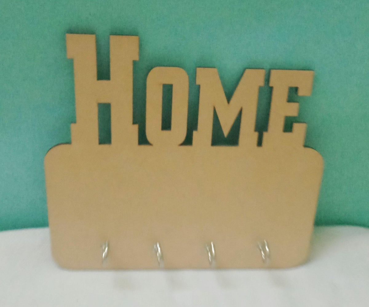 Premium Quality Raw Mdf Wood Key Holder with Home Cutout Small - 1 Pc