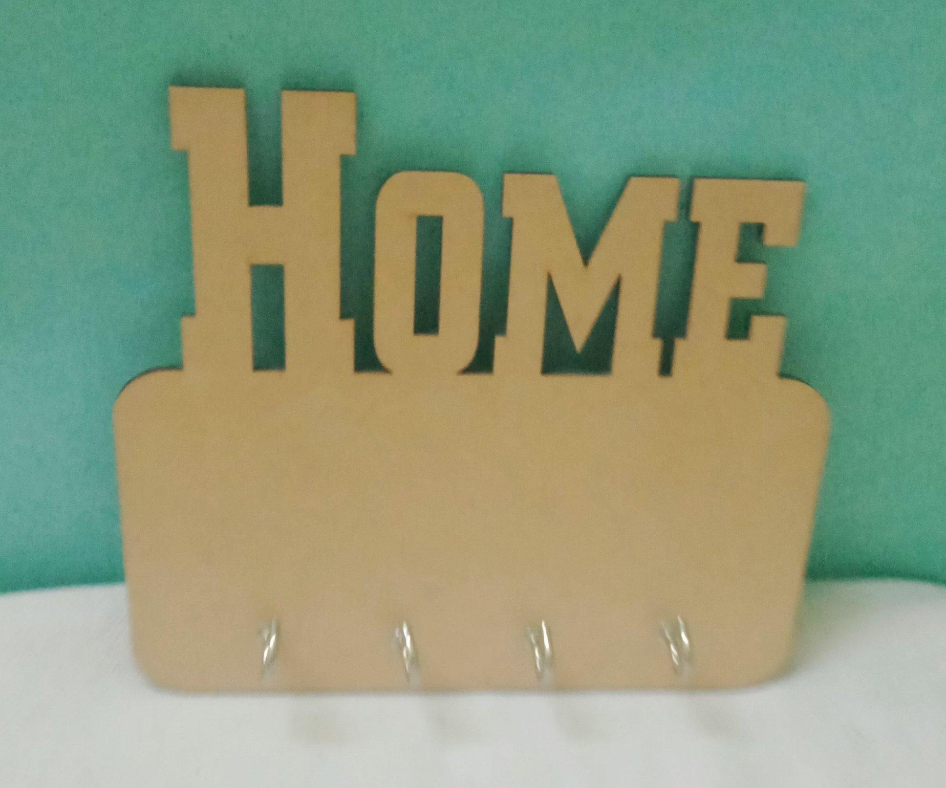 Premium Quality Raw Mdf Wood Key Holder with Home Cutout Small - 1 Pc