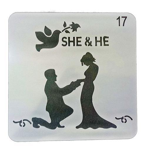 Art & Craft Stencil  - She & He-  size 5*5 inch - 1 P c