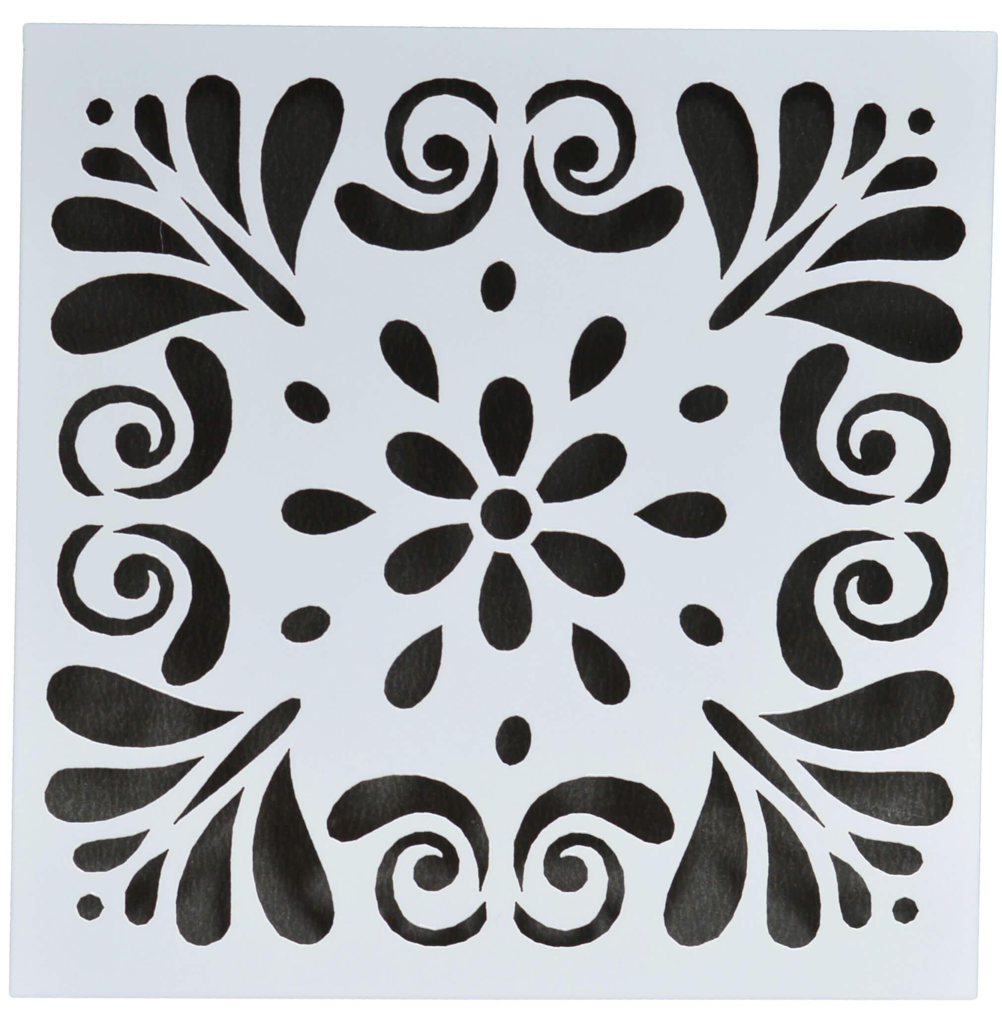 Stencil - Floral Design - Size 6*6 inch -1Pc