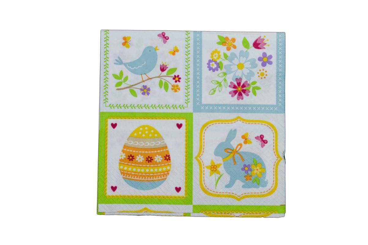 Decoupage Tissue Bunny with bow - 1 Pc
