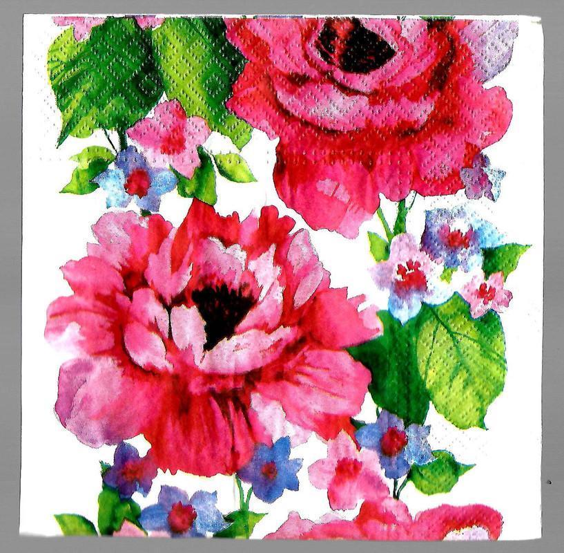 Decoupage tissue/napkin - Flowers in white background - 1 Pc