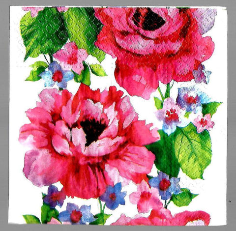 Decoupage tissue/napkin - Flowers in white background - 1 Pc