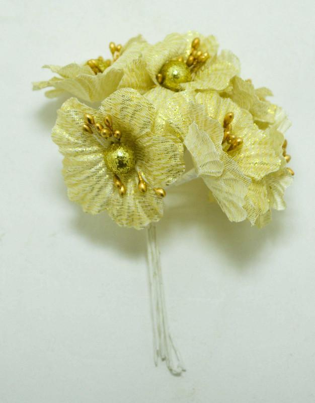 Handmade golden flowers for craft - 6 Pcs