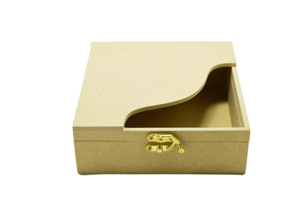 Premium Quality RAW Mdf Tissue Box Square shape with laser cut lid- 1 Pc