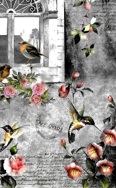 Decoupage Filament Paper - Musical birds  - Size A4 - 2 sheets