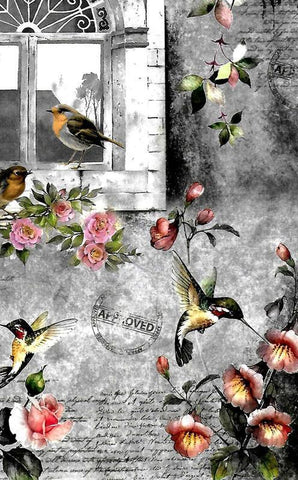 Decoupage Filament Paper - Musical birds  - Size A4 - 2 sheets